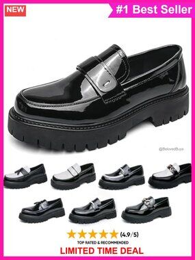 chunky platform penny loafers slip-on lug sole business casual shoes